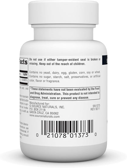 Source Naturals Biotin 5,000mcg Maximum Strength Biotin Deficiency Supplement - 120 Tablets