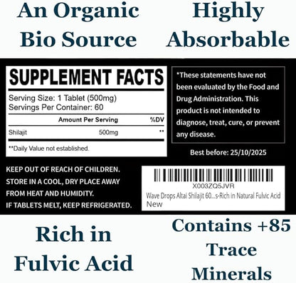 100% Pure Maximum Strength Shilajit Resin Tablets: Energy, Metabolism, Immunity - 85+ Trace Minerals & Fulvic Acid - Natural Shilajit Tablets