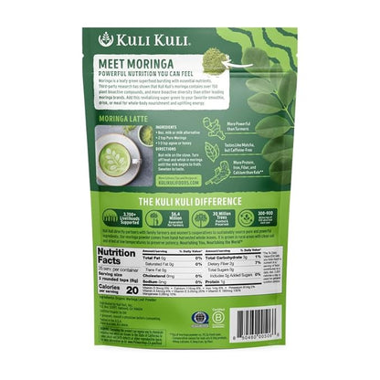 Kuli Kuli Moringa Oleifera Organic Leaf Powder & Green Smoothie, 100% Pure USDA Certified & Non-GMO Moringa Powder, Great with Smoothies, Tea, and Food, 2 Pack