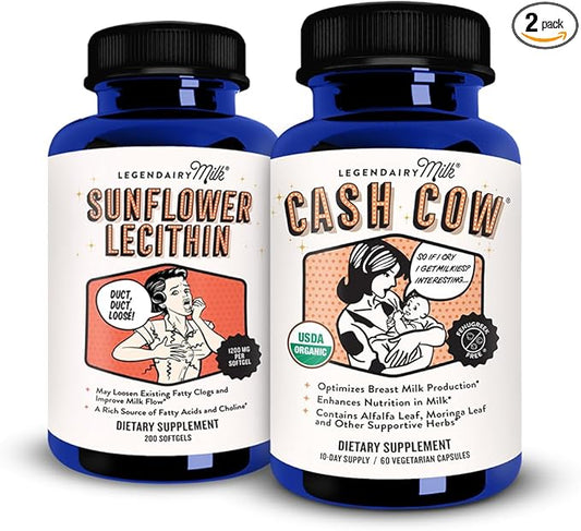 Legendairy Milk Sunflower Lecithin + Cash Cow, Breastfeeding Supplements for Milk Supply Increase and Clogged Milk Ducts - Lactation Support for Breast Milk Production, Fenugreek Free