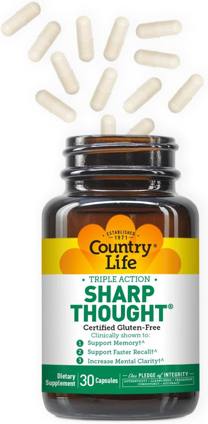 Country Life Sharp Thought 30 Capsules, Certified Gluten Free…