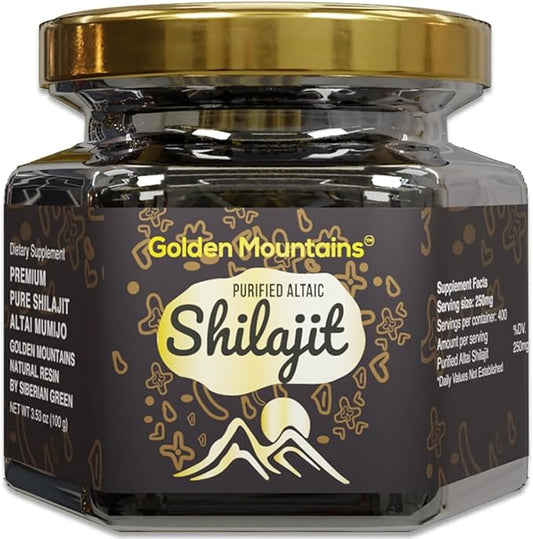 Pure Authentic Siberian Altai Golden Mountains Shilajit Resin 100g 3.53oz - Measuring Spoon – Quality & Safety Certificate in Each Box