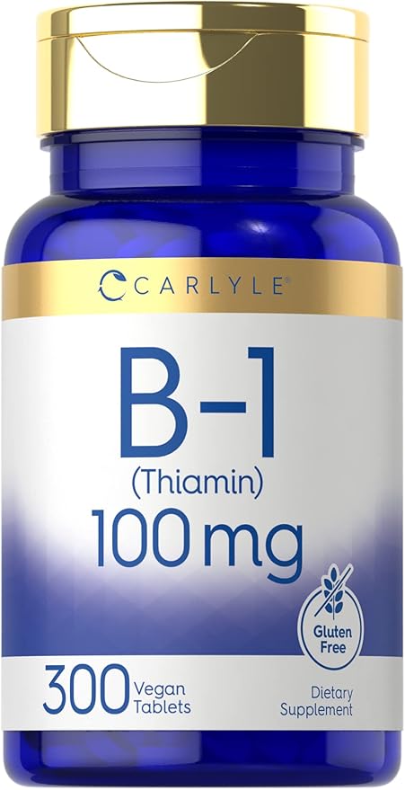 Carlyle B1 Vitamin 100mg | 300 Tablets | Supplement for Women & Men | as Thiamin HCl | Vegan, Non-GMO & Gluten Free