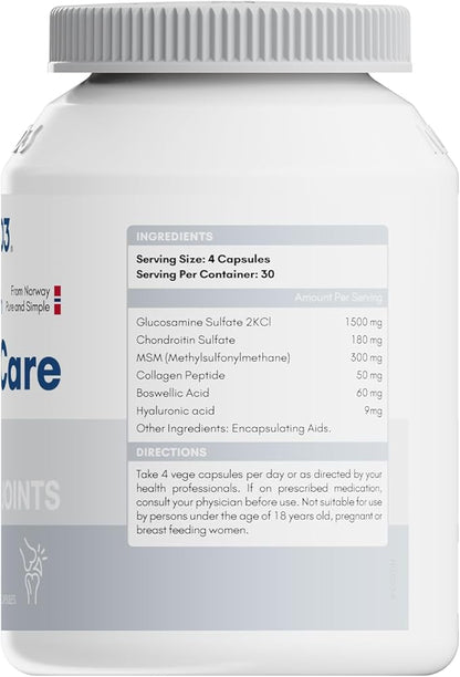 Glucosamine 1500mg with Chondroitin MSM 120 Capsules Collagen Peptide | Joint Support Supplement, 30 Day Supply Joint Health