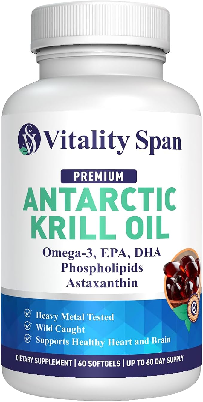Antarctic Krill Oil Omega 3 Astaxanthin Choline DHA EPA, Superior Absorption, Extra Strength, No Fish Oil Aftertaste, Heavy Metal Tested, Small Size softgels 500mg