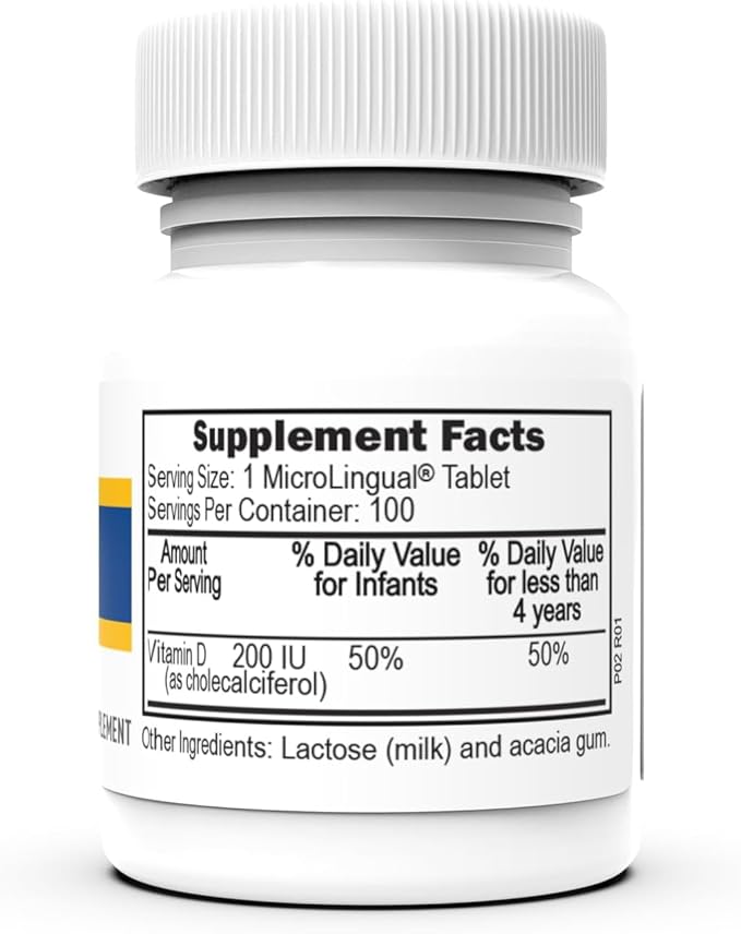 Superior Source Baby Vitamin D3 - Immune Support Supplement - Aids Healthy Bones & Teeth - Non-GMO & Gluten-Free - 100 MicroLingual Instant Dissolve Tablets