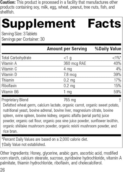 Standard Process Catalyn - Whole-Food Based Foundational Support for General Wellbeing with Vitamins D, C, A & B6, Thiamine, Riboflavin, Magnesium Citrate & More - 90 Tablets
