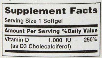 Nature's BountyVitamin D3 1000 100 mg, 120 Softgels (Pack of 3)