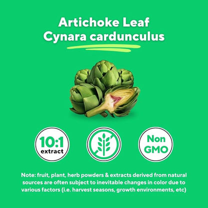 Organic Artichoke Leaf Extract for Healthy Digestion, Liver Health & Functions, Antioxidant Support - 10:1 Ratio & 60 Veggie Capsules - Non-GMO, Gluten-Free, Vegan-Friendly
