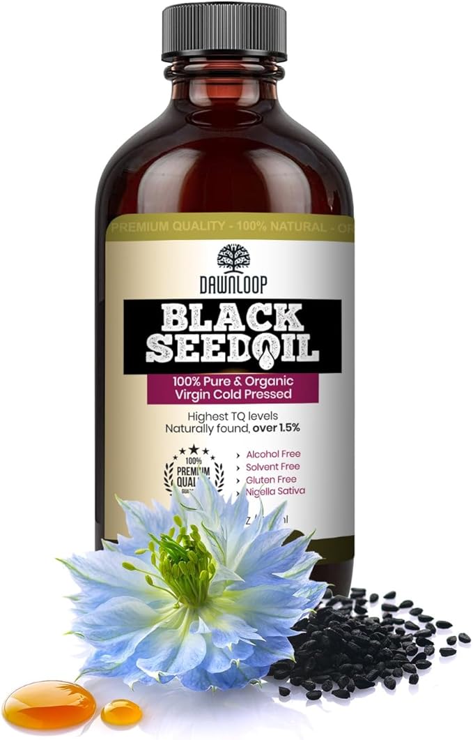 Black Seed Oil Cold Pressed - 100% Pure Nigella Sativa, Black Cumin Oil for Skin, Hair, Cooking, and Daily Use, Gluten Free, Non-GMO