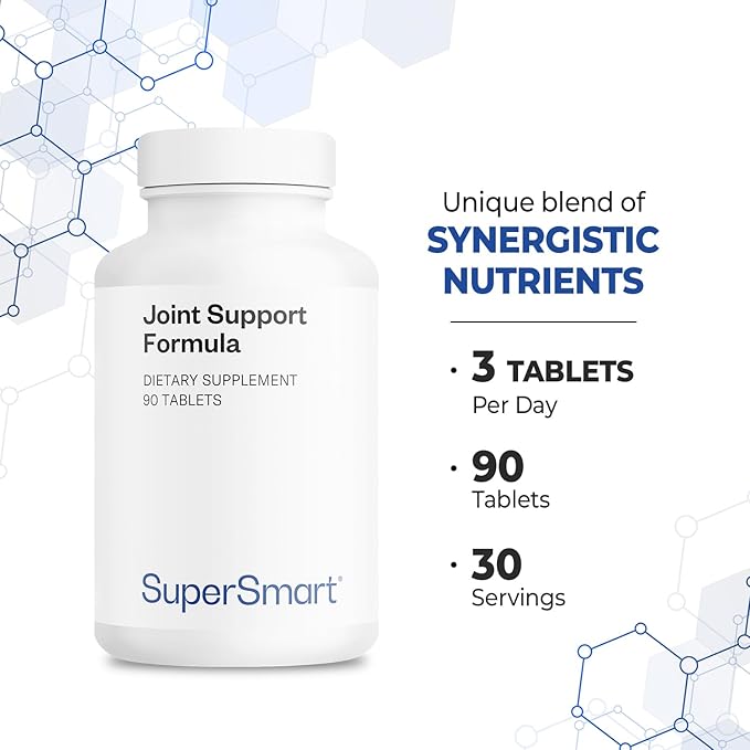 Supersmart - Joint Support Formula - with Glucosamine, Chondroitin, Hyaluronic Acid & MSM - Supports Healthy Joint | Non-GMO & Gluten Free - 90 Tablets