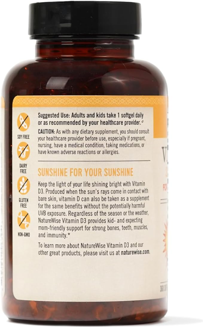 NatureWise Vitamin D3 1000iu (25 mcg) 1-Year Supply for Immune Support, Healthy Muscle Function, and Bone Health - Non-GMO, Gluten Free in Organic Extra Virgin Olive Oil, (Mini Softgel), 360 Count