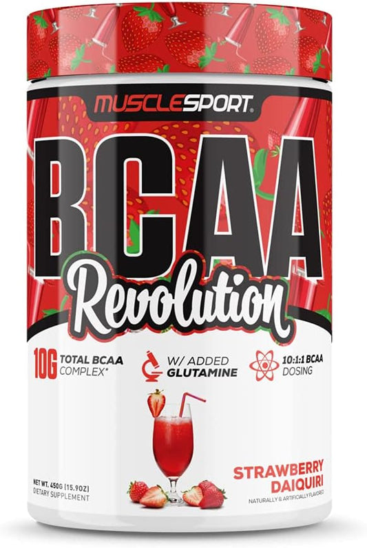 Musclesport BCAA Revolution Amino Acid Powder Supplement for Men & Women - Intra Workout Training Complex - Recovery Supplement… (Strawberry Daiquiri, 30 Servings)