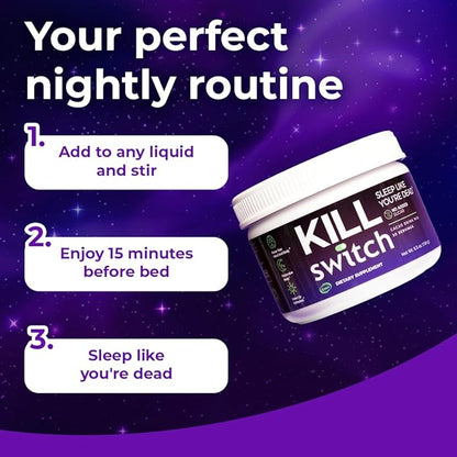 KillSwitch Magnesium Hot Chocolate Sleep Aid – Sleep Cocoa Nootropic Sleep Support Supplement, Magnesium Powder for Restful Nights & Productive Days, Real Cacao, Sugar‑Free, Made in USA, 30 Servings