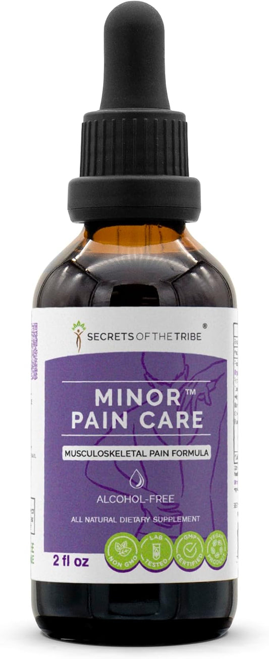 Minor Pain Care Alcohol-Free, Glycerite Frankincense, Turmeric, White Willow, Beet Root, Green Tea, Feverfew. Tincture, Herbal Extract Musculoskeletal Pain Formula 2 OZ