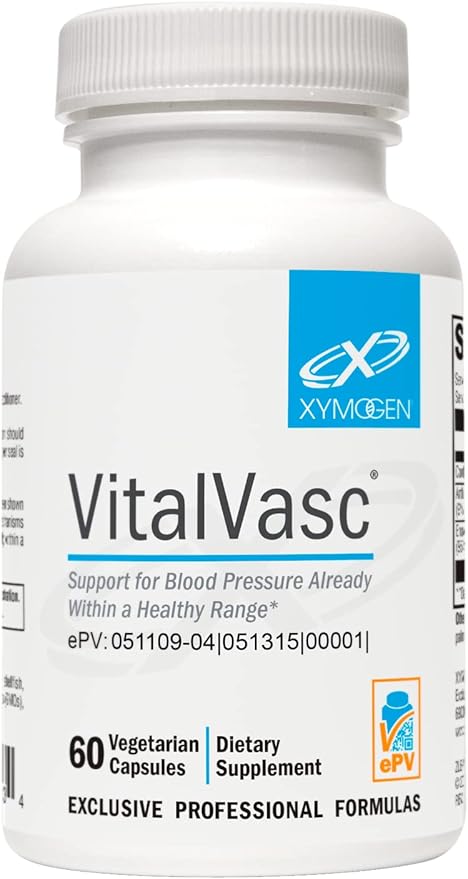 XYMOGEN VitalVasc - Grape Seed & Olive Leaf Extract Capsules -Supplements with Antioxidant Support - Gluten Free, Vegan + Non GMO (60 Caps)