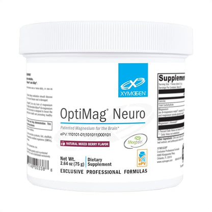 XYMOGEN OptiMag Neuro - Chelated Magnesium Powder - with Magnesium Glycinate & L-Threonate - Support Brain Health & Relaxation - Mixed Berry (30 Servings)