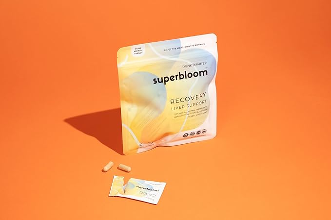 superbloom Recovery Liver Support - 2 Pack | Liver Detox with DHM, Turmeric, Milk Thistle | 10 Sachets, 20 Capsules | Enjoy The Night, Own The Morning