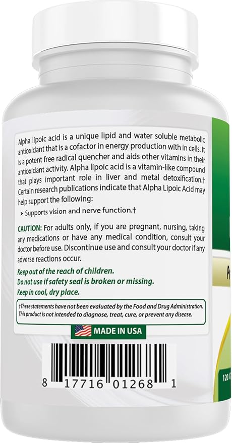 Best Naturals Alpha Liopic Acid 600 mg 120 Count - ALA Alpha Lipoic Acid Powerful Antioxidant