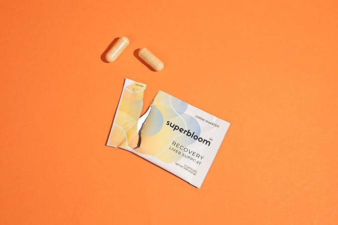 superbloom Recovery Liver Support - 2 Pack | Liver Detox with DHM, Turmeric, Milk Thistle | 10 Sachets, 20 Capsules | Enjoy The Night, Own The Morning