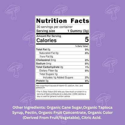 Mini Mushy's Organic Immune Support Daily Gummies | Turkey Tail, Reishi, Chaga Mushrooms, Elderberry | for Kids Ages 2+ Natural Color, Allergy Friendly, Low Sugar | Strawberry Flavor - 30 Count