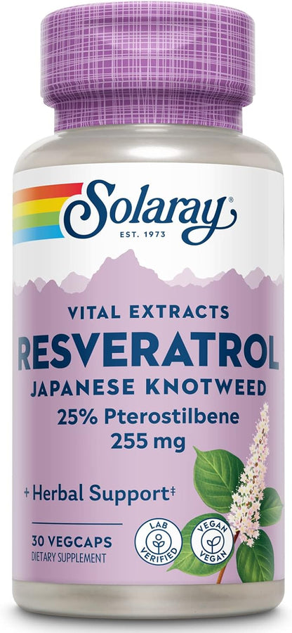 SOLARAY Super Resveratrol w/Pterostilbene, Veg Cap (Btl-Plastic) 250mg | 30ct