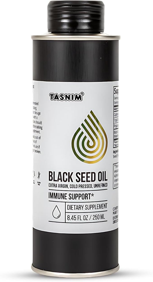 100% Ethiopian BlackSeed Oil 8.45 Oz - Cold Pressed Black Seed Oil for Immune Support, High Potency 5.7% - 21% Thymoquinone Skin, Hair & Overll Health - Unrefined Black Cumin Seed Oil - Gluten Free