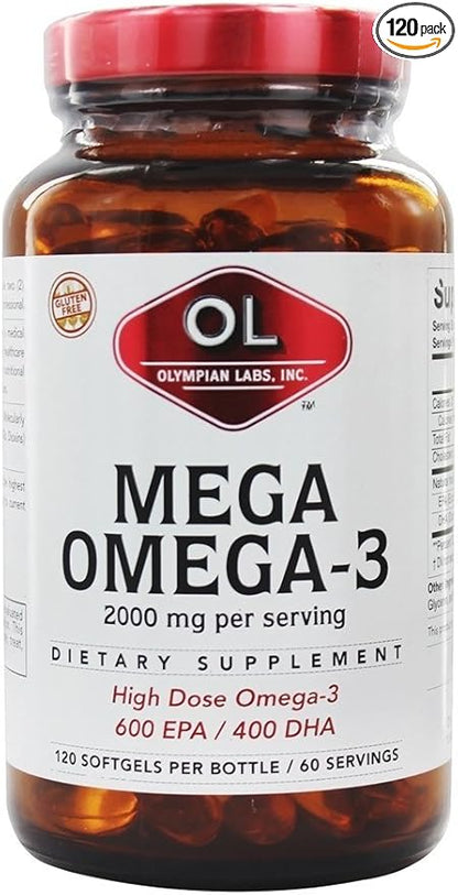 Olympian Labs Mega Omega-3 Fish Oils 120 Count Softgel