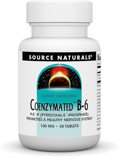 Source Naturals Coenzymated B-6, P-5´-P (PYRIDOXAL-5´-Phosphate) Promotes a Healthy Nervous System* 100 mg - 30 Tablets