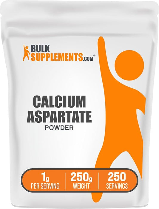 BulkSupplements.com Calcium Aspartate Powder - Calcium Supplement Powder, Essential Nutrient - Gluten Free, 1g per Serving, 250g (8.8 oz) (Pack of 1)
