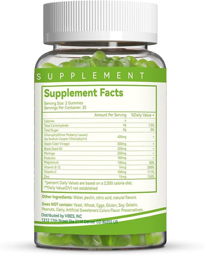 Chlorophyll Gummies for Body Odor Deodorant*, Sugar Free Chewable Chlorophyll for Immune Support Women Vegan Non-GMO, 60 Count (Lemon)