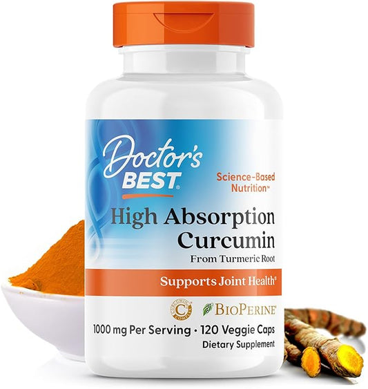 Doctors BEST High Absorption Curcumin from Turmeric Root, Supports Joint Health, Non-GMO, Gluten Free, Soy Free, Vegan 120 Veggie Caps