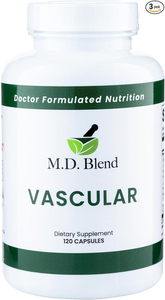 M.D. Vascular - Expert Formulated Supplement - Vascular & Overall Wellness Goals - Proper Flow, Numbers, Balance - Powerful Garlic, Ginger, L-Arginine, Pomegranate - 120 Capsules (Pack of 3)