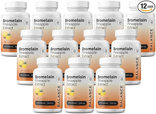 Balancebreens Bromelain 500mg, 120 Capsules - Pineapple Extract Digestive Enzyme, Supports Digestion and Joint Health Supplement (120 Count (Pack of 12))