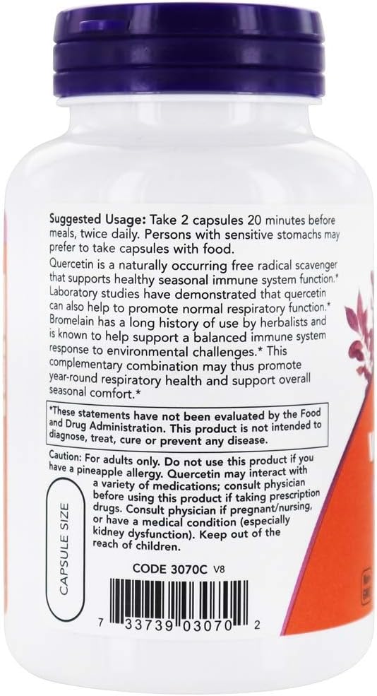 NOW Foods - Quercetin with Bromelain - 120 Vegetable Capsule(s)