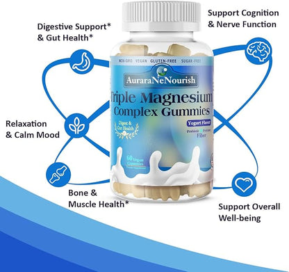 2 Packs Sugar Free Magnesium Gummies Plus Probiotic & Fiber, Magnesium Glycinate 400 mg丨L-Threonate丨Taurate, Chewable Calm Magnesium Gummies w. VIT D3 K2 B6 for Sleep* Brain, Digestion, Gut Health