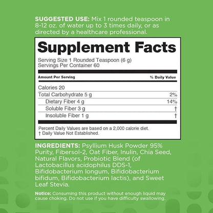 nbpure Daily Fiber Powder Blend for Digestive Health, Cholesterol Support, Healthy Weight Management - with Prebiotic, Insoluble, Soluble Fiber + 4 Probiotic Strains for Women, Men, Kids, Coconut Lime