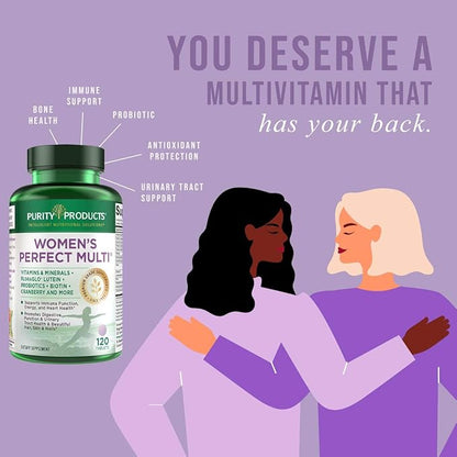 Purity Products Women’s Perfect Multi + OmegaBerry Fish Oil Women's Multi (Supports Urinary Tract Health, Immune, Bone, Hair, Skin, Nails + More) - OmegaBerry (1250mg Omega-3, Vitamin D3 + More)