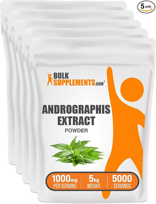 BulkSupplements.com Andrographis Extract Powder - Andrographis Paniculata, Herbal Supplement, Andrographis Powder - Gluten Free, 1000mg per Serving, 5kg (11 lbs)