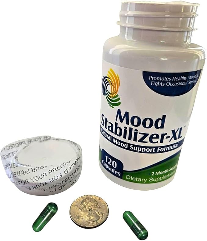MOOD STABILIZER-XL | 2-Month Supply | Mood Support Blend Supplement | 13 Natural Ingredients | 5-HTP | Ashwagandha | GABA | St. John's Wort Extract | Healthy Mood Supplements & Vitamins | 120 Capsules