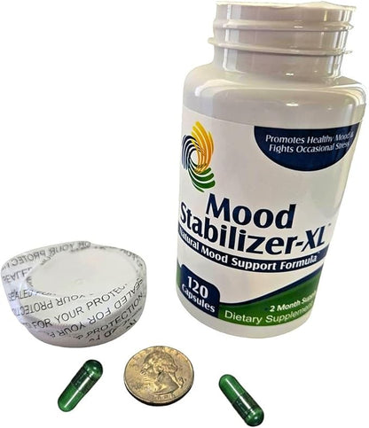 MOOD STABILIZER-XL | 2-Month Supply | Mood Support Blend Supplement | 13 Natural Ingredients | 5-HTP | Ashwagandha | GABA | St. John's Wort Extract | Healthy Mood Supplements & Vitamins | 120 Capsules