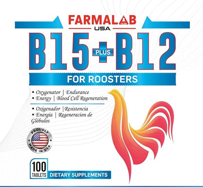 Farmalab B12 B15 for Roosters B15 B12 para Gallos 100 Tablets