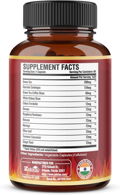 Premium Weight Loss Pills for Women, The Best Fat Burners for Women and Men, Energy Pills, High Potency with Green Tea Extract 98%, 2 Months Supply