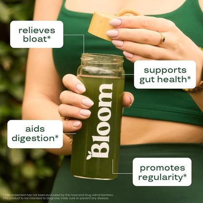 Bloom Nutrition Greens and Superfoods Powder Packets for Digestive Health, Greens Powder, Digestive Enzymes, Probiotics, Spirulina, Chlorella for Bloating & Gut Support, 15 Stick, Peach