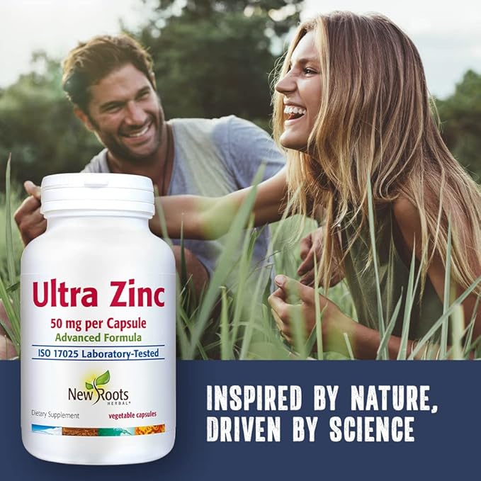 New Roots Herbal Ultra Zinc Advanced Formula 50 mg (90 Veg Caps) – Key in Nutrient Absorption & Metabolism, Tissue & Energy Production | Supports Immunity | Supports Skin Health, Eye Health