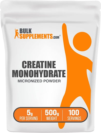 BulkSupplements.com Creatine Monohydrate Powder - Creatine Supplement, Micronized Creatine, Creatine Powder - Unflavored & Gluten Free, 5g (5000mg) per Servings, 500g (1.1 lbs) (Pack of 1)