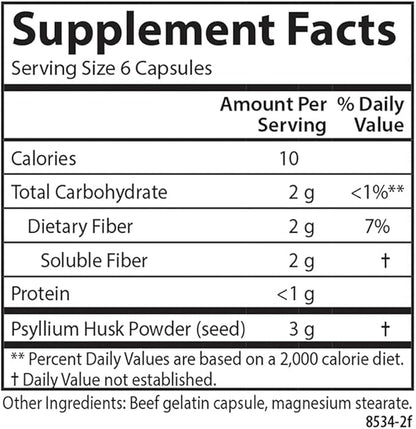 Carlson - Hi-Fiber, 3 g, Psyllium Husk Capsules, Regularity, Colon Health & Heart Function, 100 Capsules