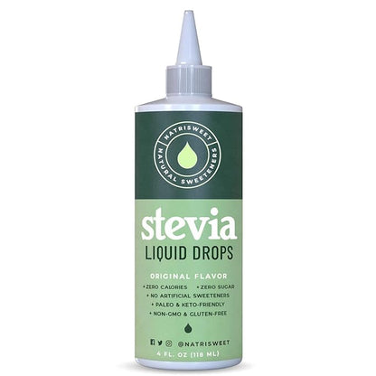 Natrisweet Liquid Stevia Drops 4 fl oz, Pure Sweetener from Stevia Extract Sugar Substitute, No Calorie Keto Sweetner, Mix Liquid