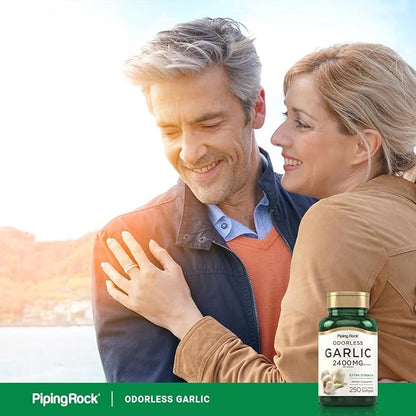 Piping Rock Odorless Garlic Softgels 2400mg | 250 Pills | High Potency Extract | Herbal Supplement | Non-GMO, Gluten Free