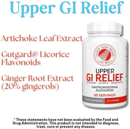 Silver Fern GI Relief - Natural Herbal Supplement - All Natural with Artichoke Leaf Extract, Ginger Root Extract, and GutGuard Licorice Flavonoids (2 Bottles - 120 Capsules - 60 Day Supply)